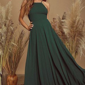 LULUS - MYTHICAL KIND OF LOVE - DARK GREEN MAXI DRESS - MEDIUM